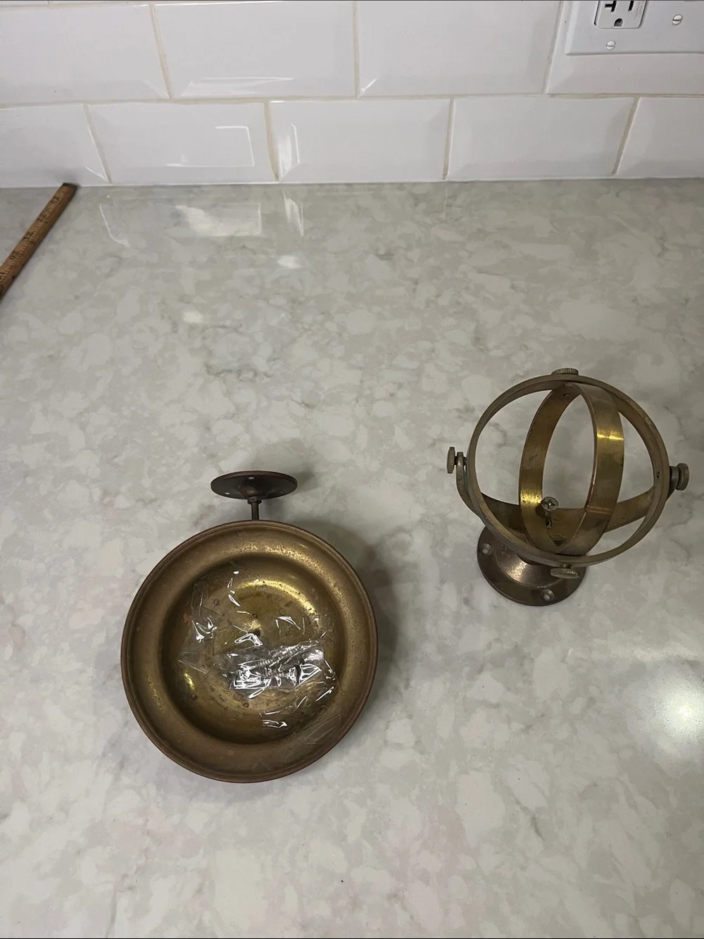 Brass Sconce and mounting brass sphere Vintage